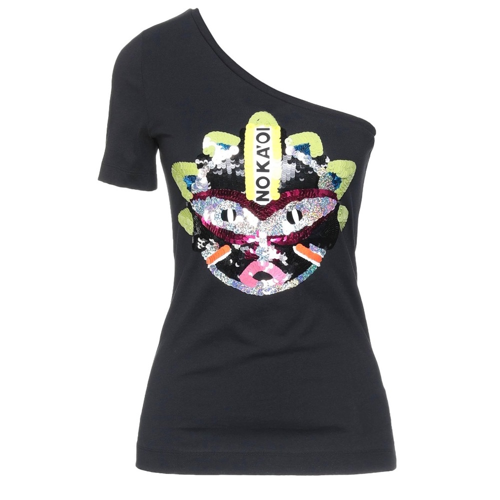⭐️ NO KA ‘OI ⭐️ BLACK ONE SHOULDER T-SHIRT SIZE: 1